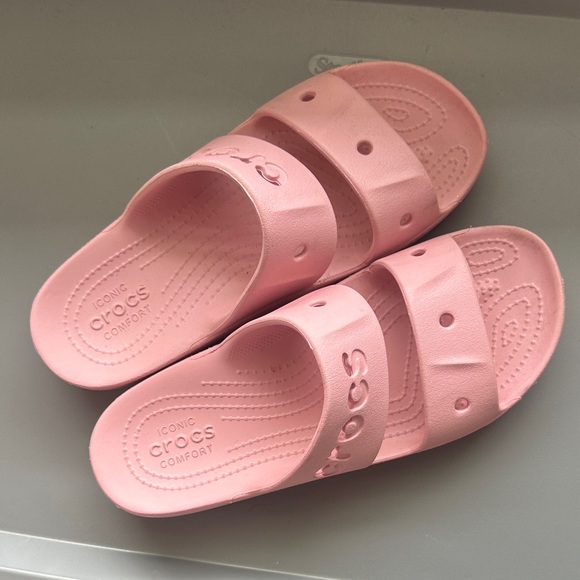 CROCS Shoes - CROCS Light Pink Platform Slide Sandals